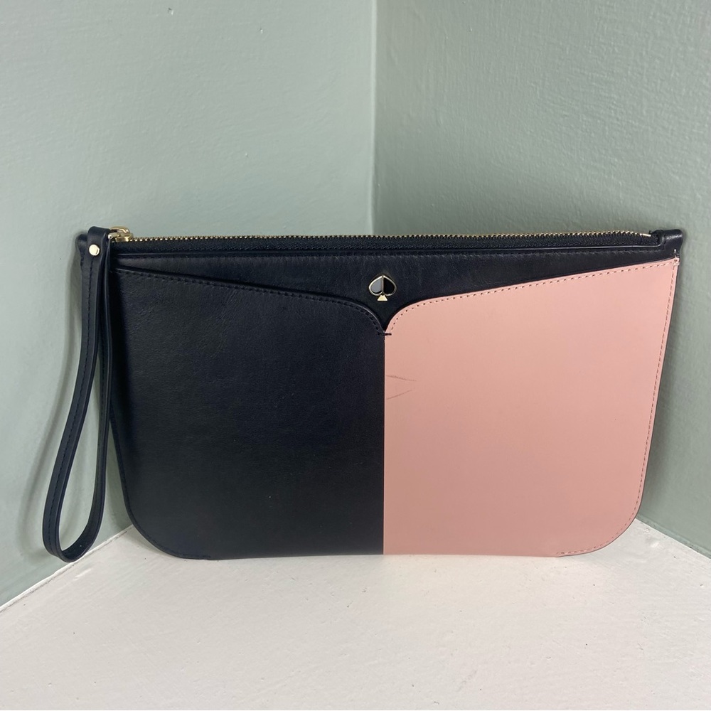 Kate Spade Nicola Two Tone Envelopes Clutch Pouch wristlet purse bag wallet Zip